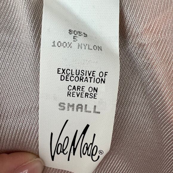 VINTAGE Val Mode Pink Sleep Dress Floral Sheer Lace Deep V-Neck Sz Small NEW - Picture 10 of 11